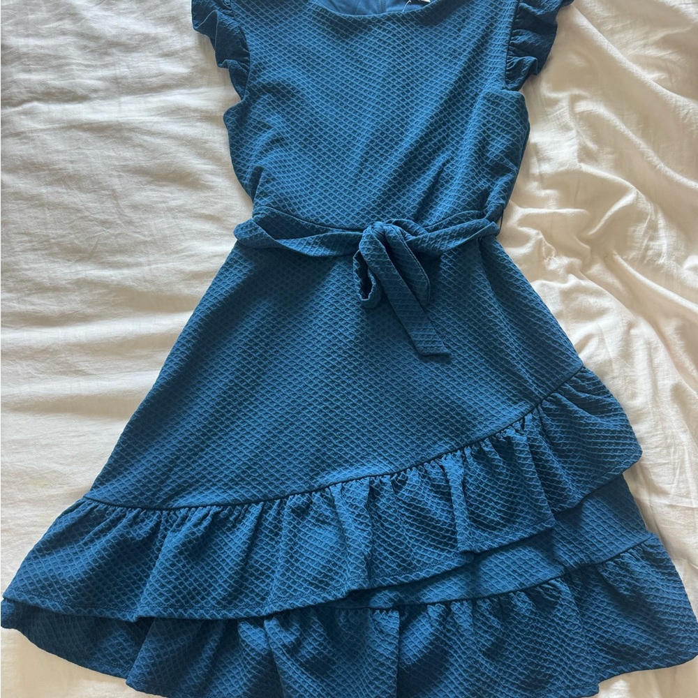Nordstrom Elegant Teal Ruffle Dress